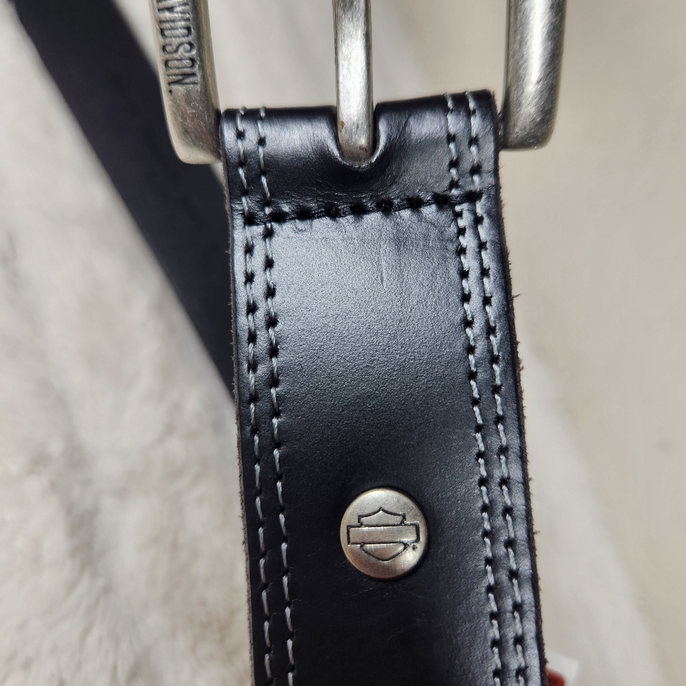 Harley Davidson Men Belt BMM039 Genuine Leather Black XL 42/44 - Picture 6 of 12